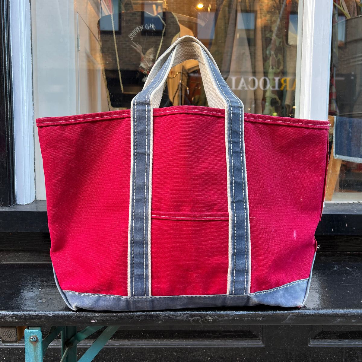 1980s L.L.Bean Two Tone Red and Blue Large Boat and Tote Bag