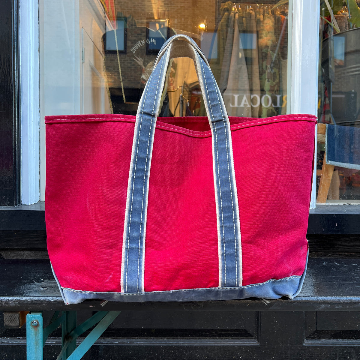 1980s L.L.Bean Two Tone Red and Blue Large Boat and Tote Bag