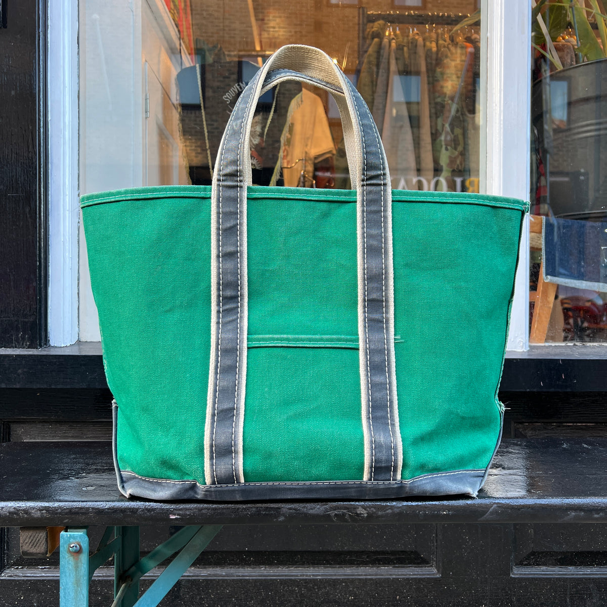 1980s L.L.Bean Two Tone Green and Blue Large Boat and Tote Bag