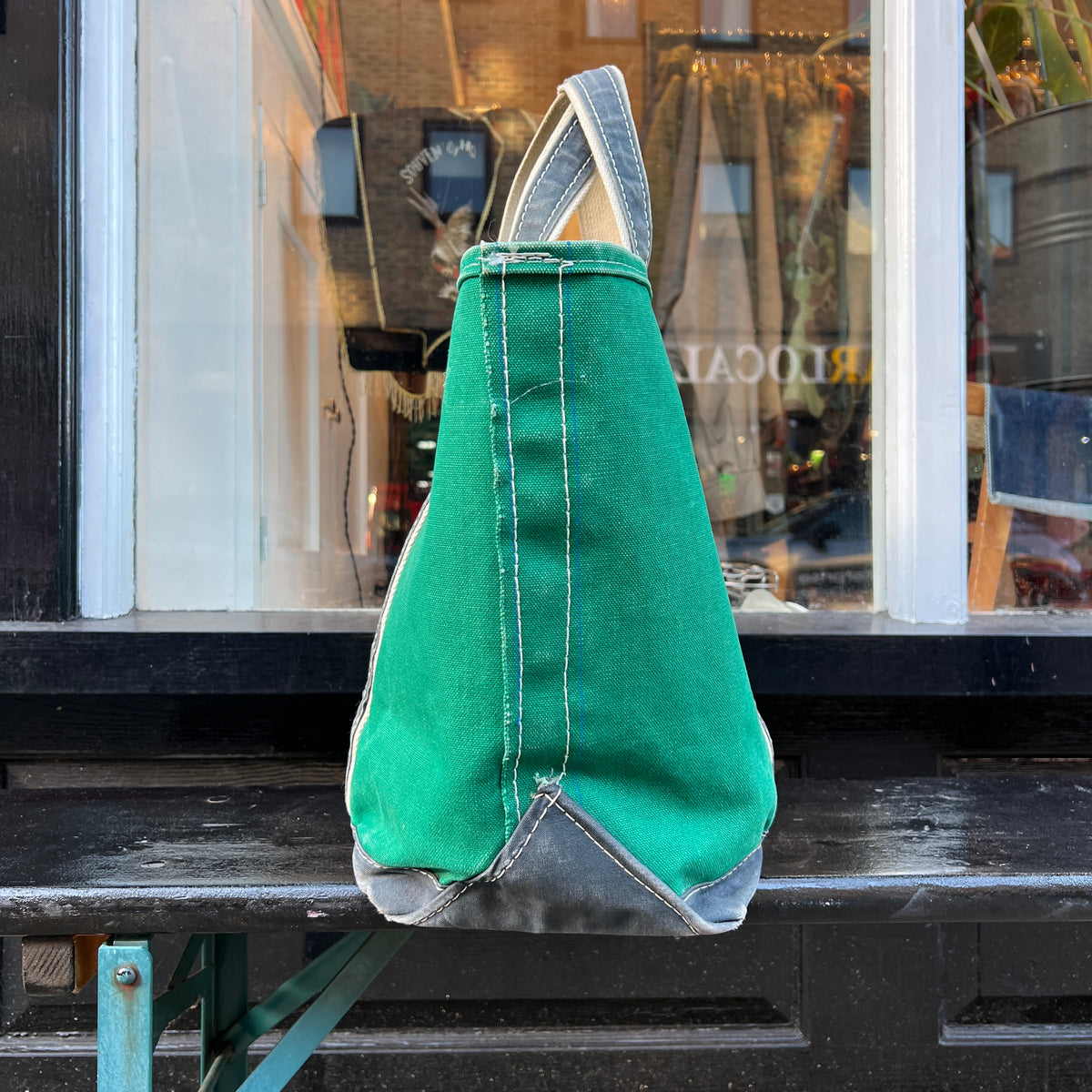 1980s L.L.Bean Two Tone Green and Blue Large Boat and Tote Bag