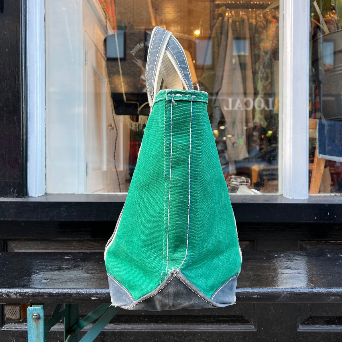1980s L.L.Bean Two Tone Green and Blue Large Boat and Tote Bag