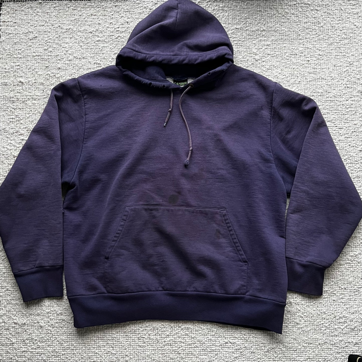 1990s Camber Faded Purple Waffle Thermal Lined Hoodie Super Boxy Sweatshirt