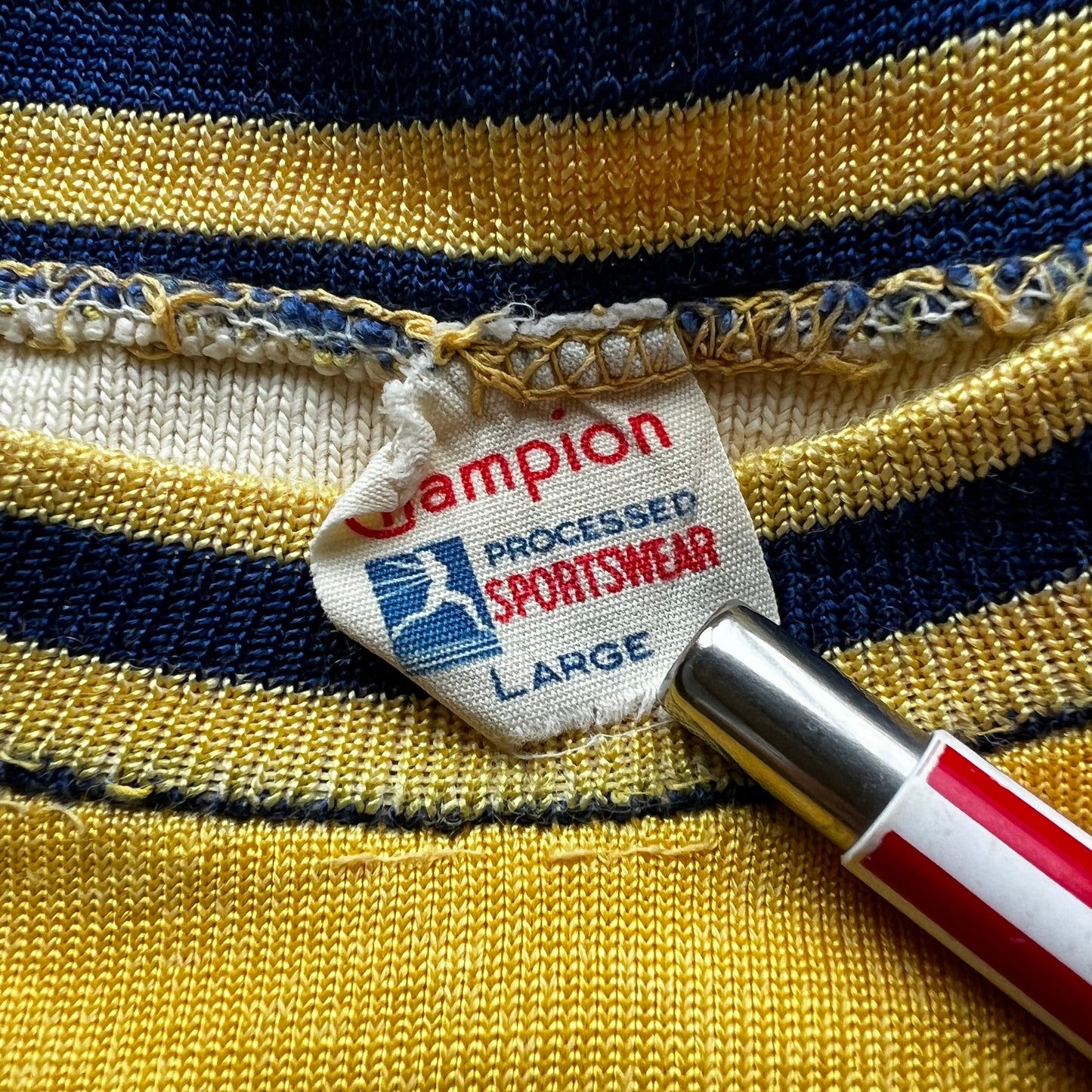 1950s Champion Faded Yellow and Blue Sweatshirt with Delavan 19 Print