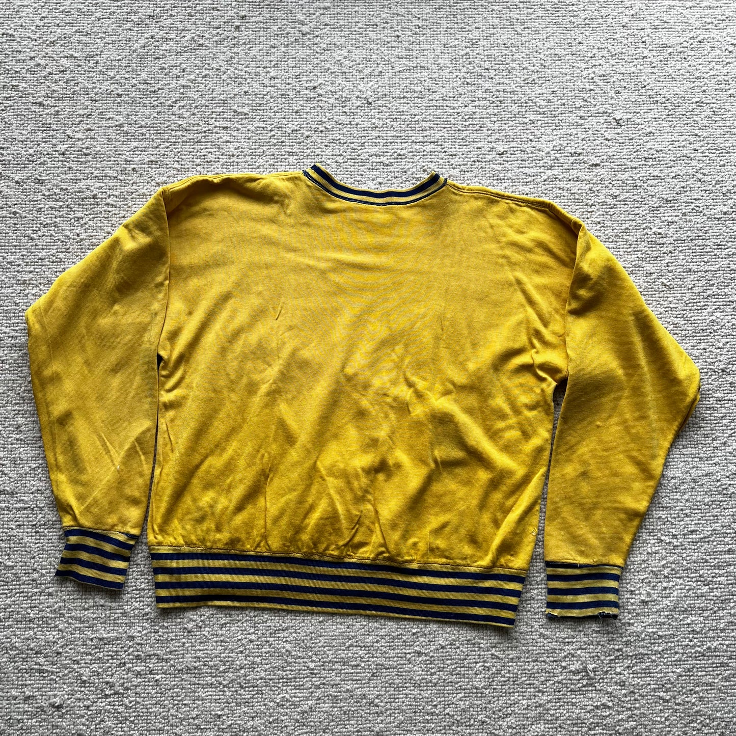 1950s Champion Faded Yellow and Blue Sweatshirt with Delavan 19 Print