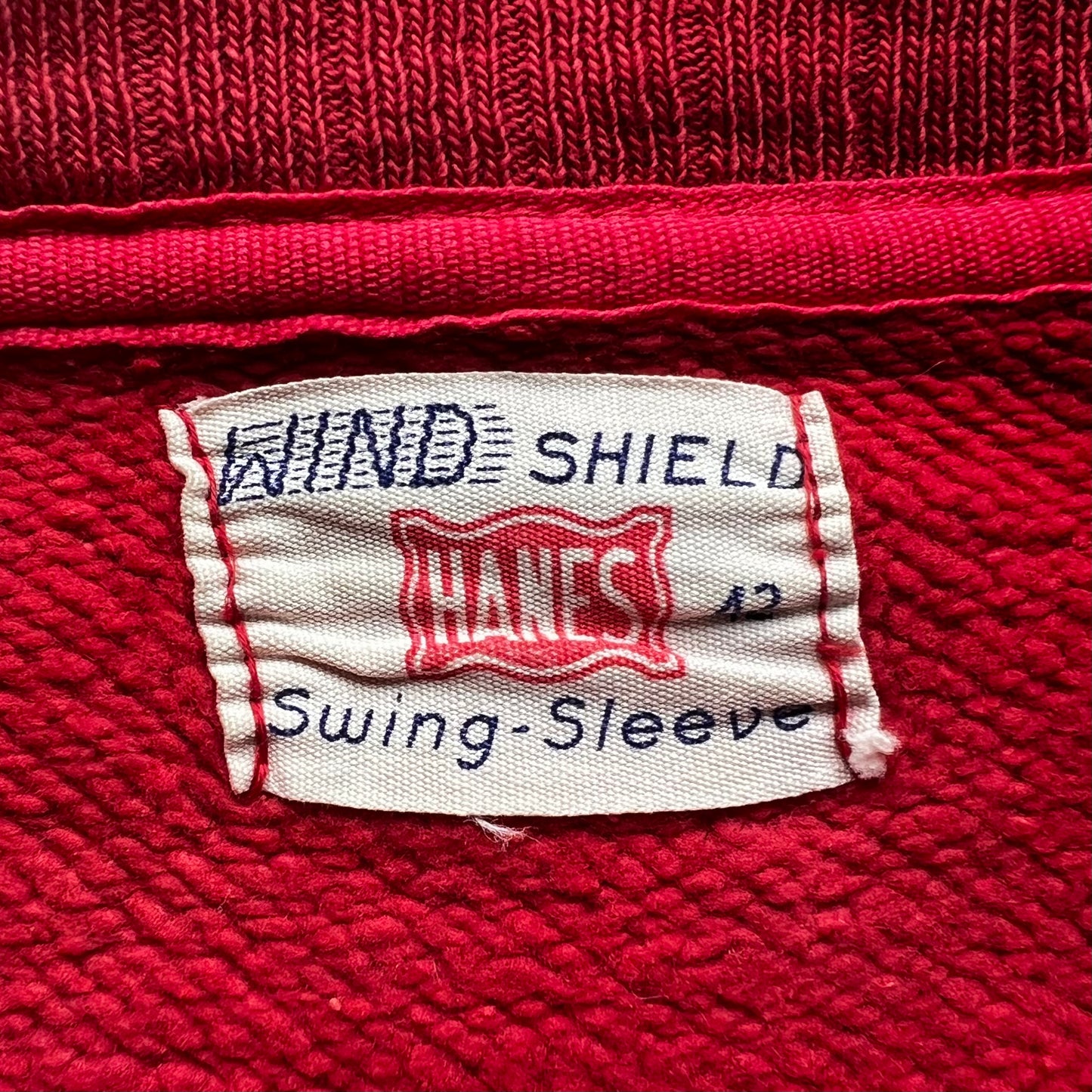 1940s Wind Shield Hanes Swing-sleeve Red Sweatshirt