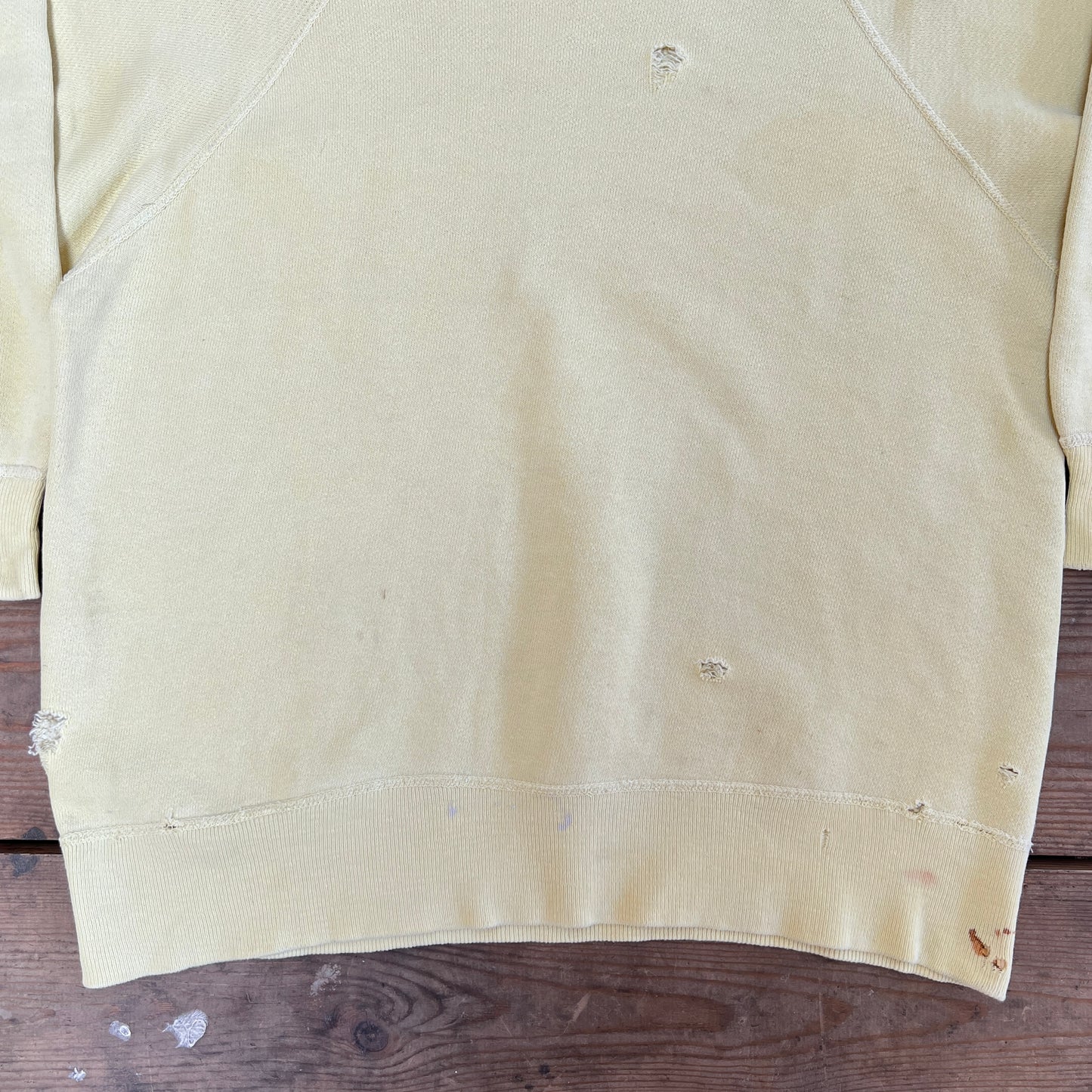 1960s U.S. Marine Corps Light Mustard Yellow Sweatshirt with Red Logo Print