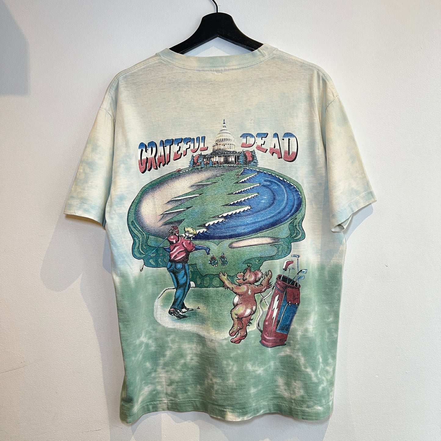 1994s Grateful Dead Tie Dye T-Shirt with Golfing Skeleton Print