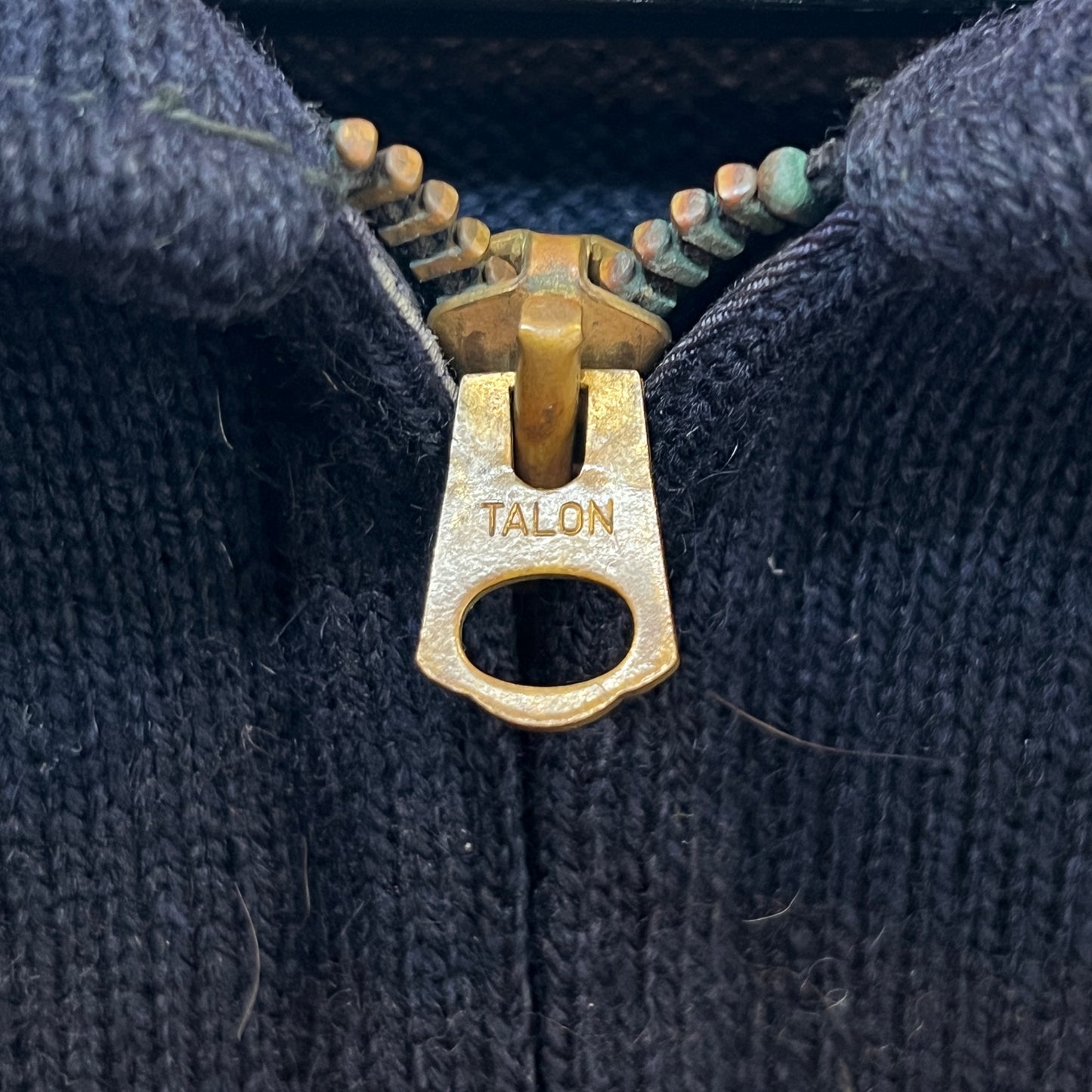 1950s King-O'Shea Half Zip Knit Navy Blue Sweater with Penn State Patches