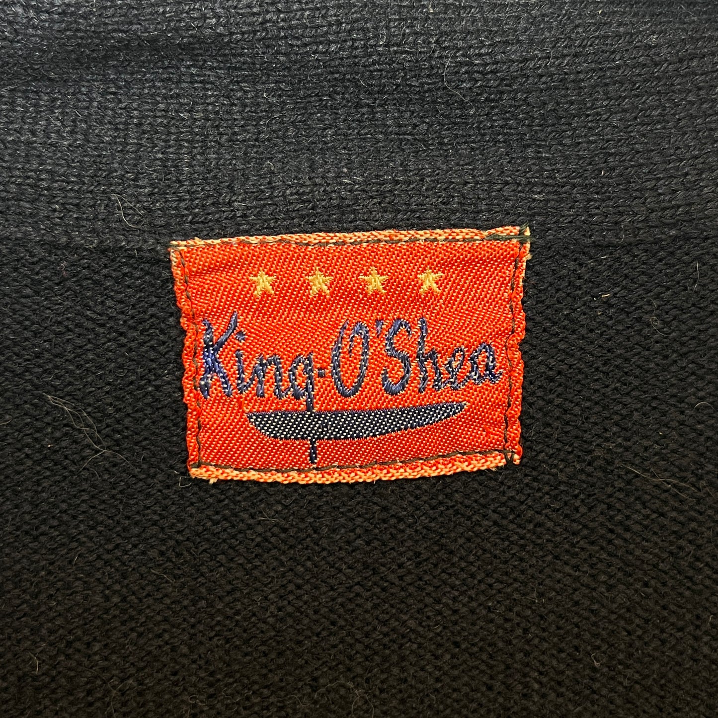 1950s King-O'Shea Half Zip Knit Navy Blue Sweater with Penn State Patches