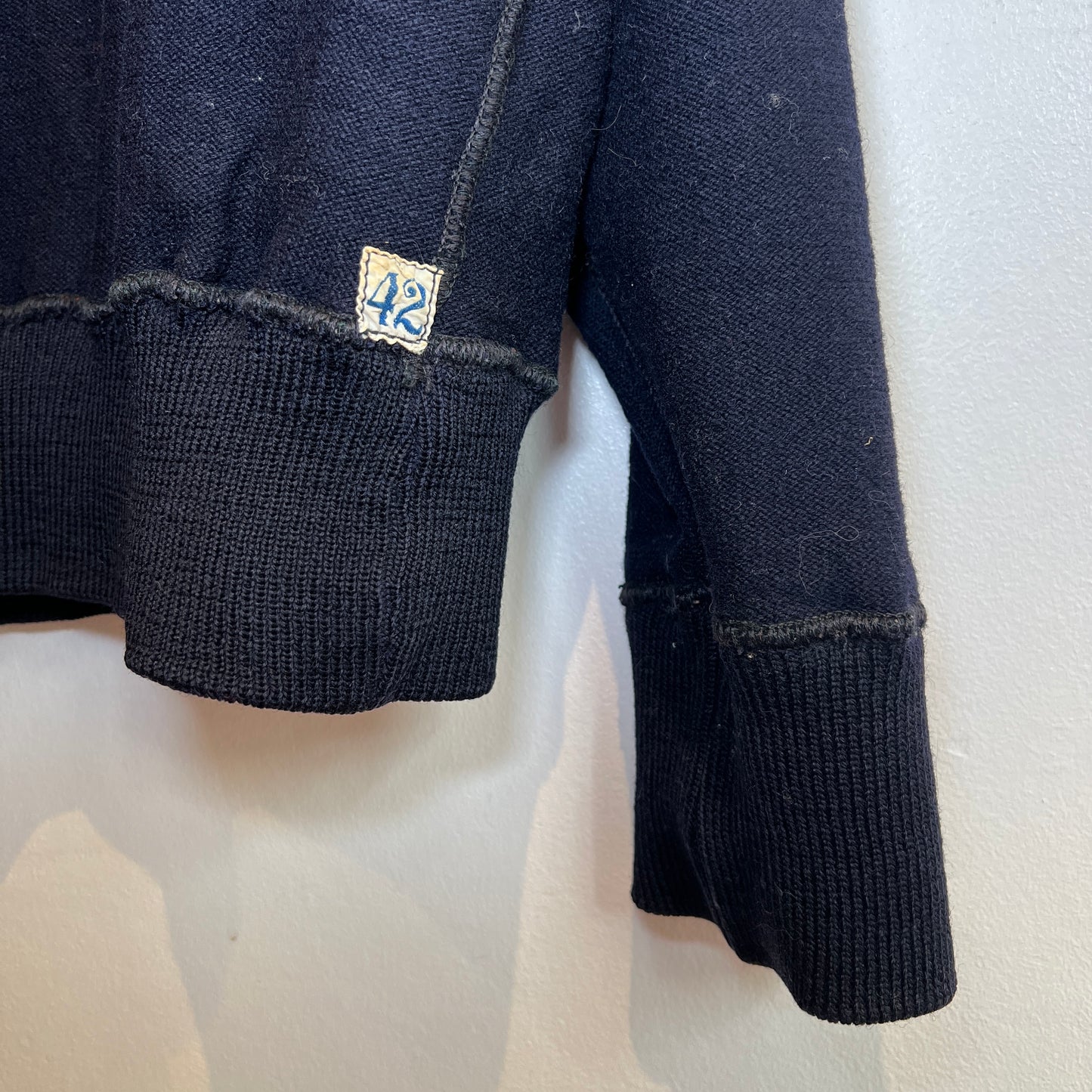 1950s King-O'Shea Half Zip Knit Navy Blue Sweater with Penn State Patches