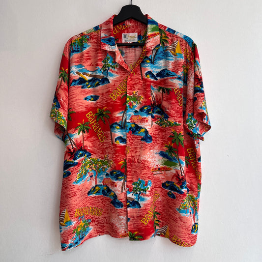 1960s Tropical Fashions by Watanmal Hawaiian Shirts with Bahamas Tropical Print