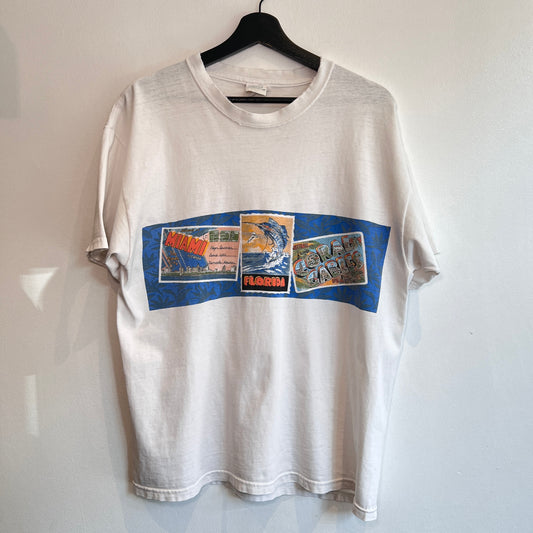 1990s Reyn Spooner T-Shirts with Miami Florida Postcard Dual Print