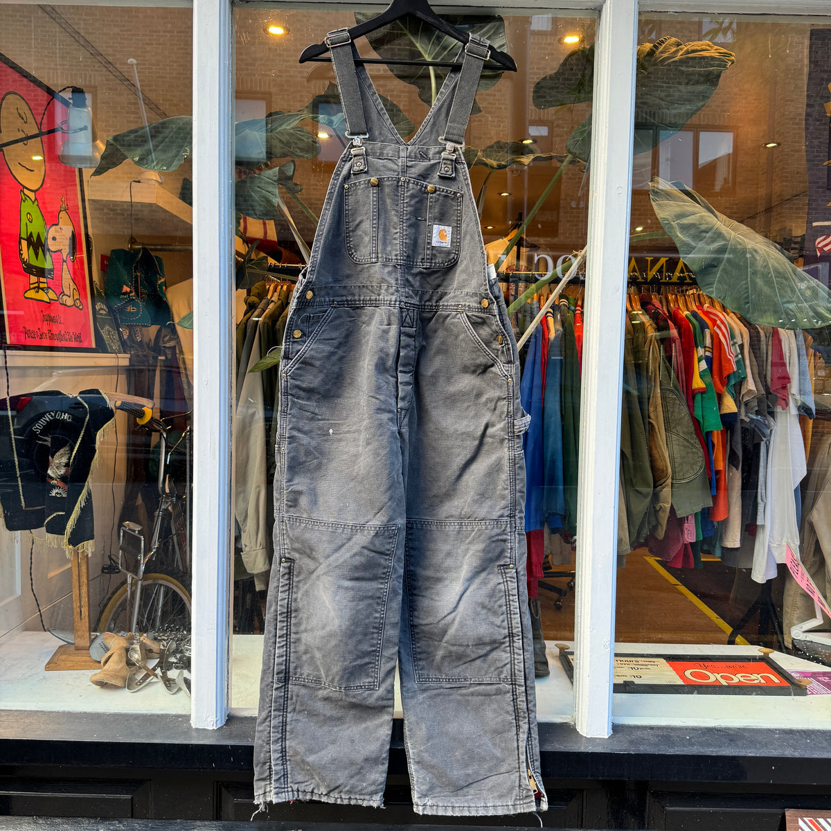 1980s Carhartt Workwear Denim Faded Black Overall W38", L29"