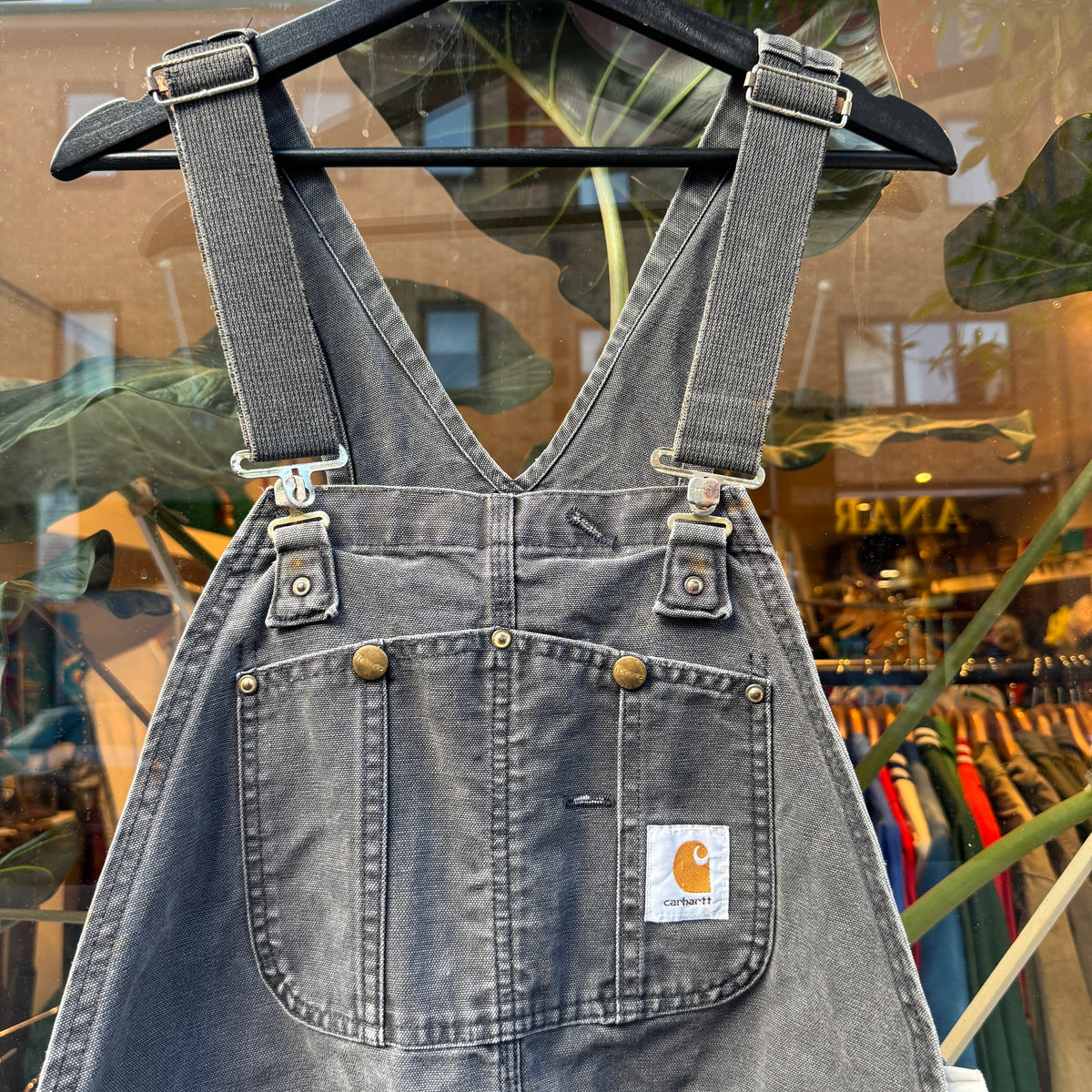 1980s Carhartt Workwear Denim Faded Black Overall W38", L29"