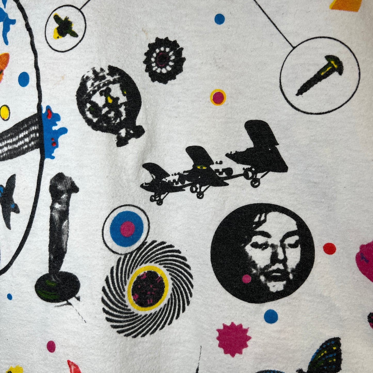 1993s Led Zeppelin White T-Shirt with Led Zeppelin III Album Cover All Over Print