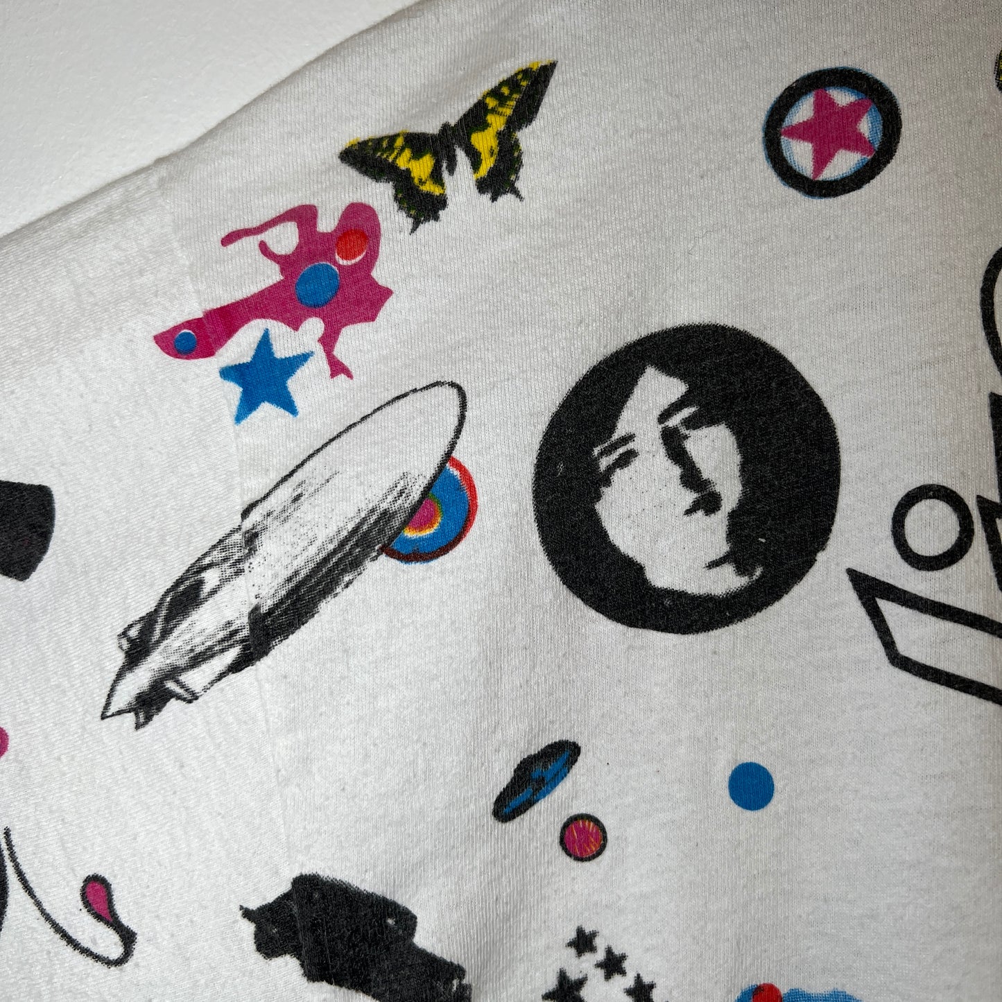 1993s Led Zeppelin White T-Shirt with Led Zeppelin III Album Cover All Over Print