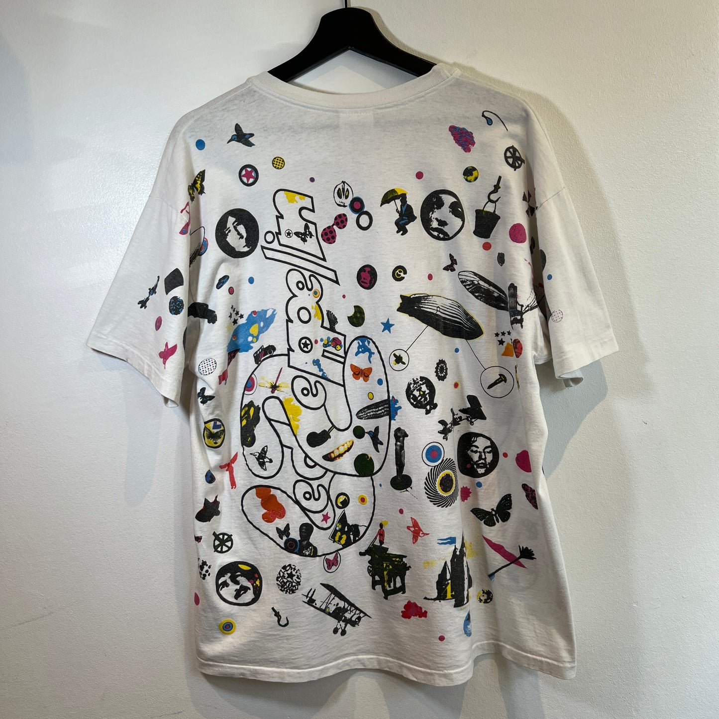 1993s Led Zeppelin White T-Shirt with Led Zeppelin III Album Cover All Over Print