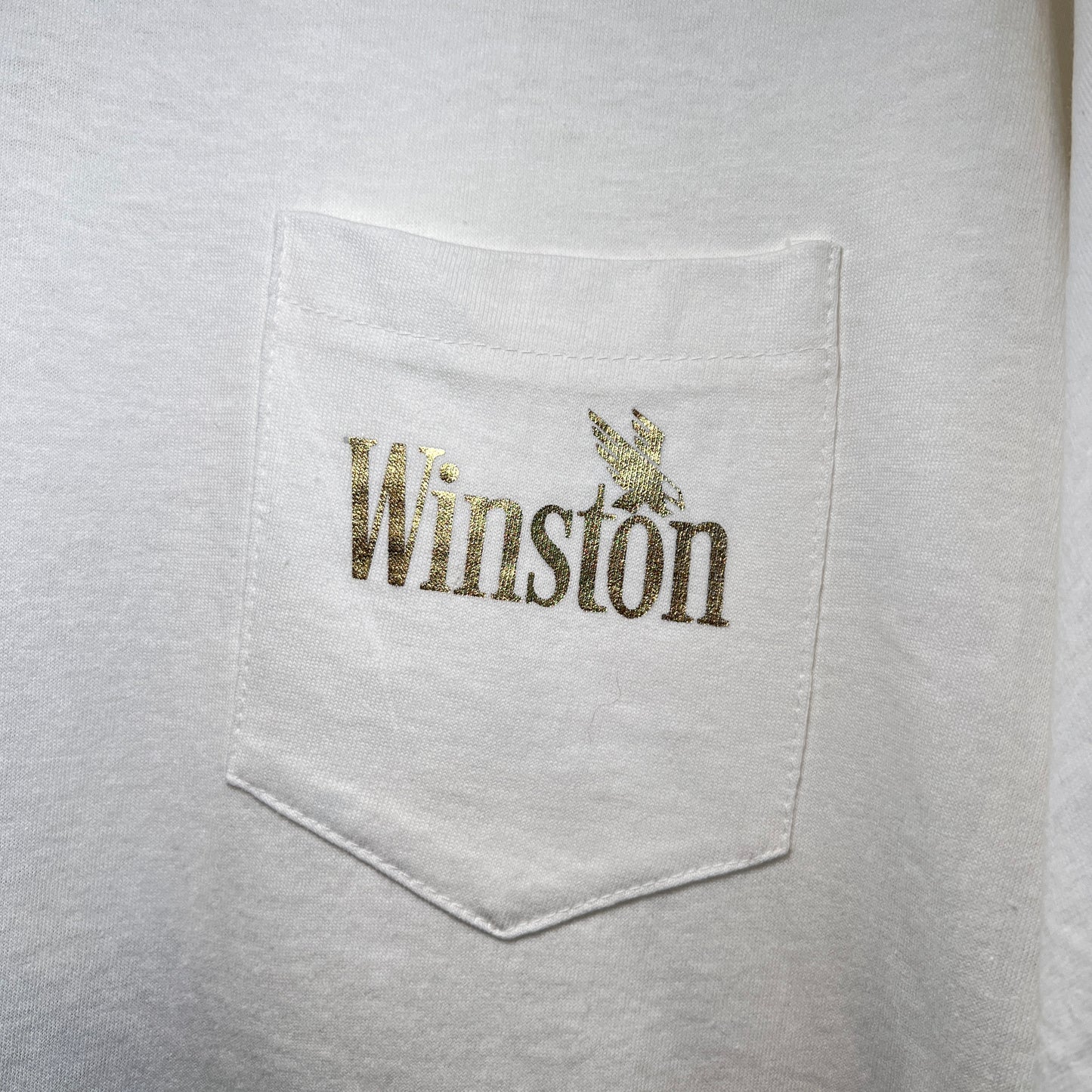 1990s Winston White Pocket T-Shirts with Eagle Flock Print