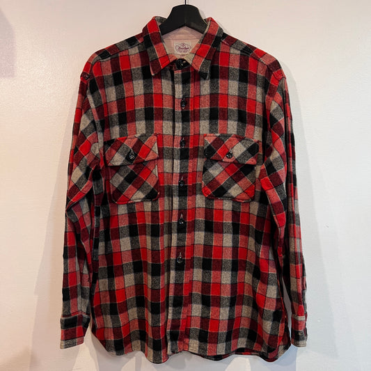 1950s 5 Brother Red Black Checkered Flannel Shirt