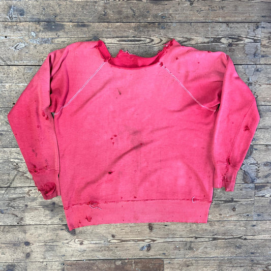 1960s Faded & Distressed Red Sweatshirt