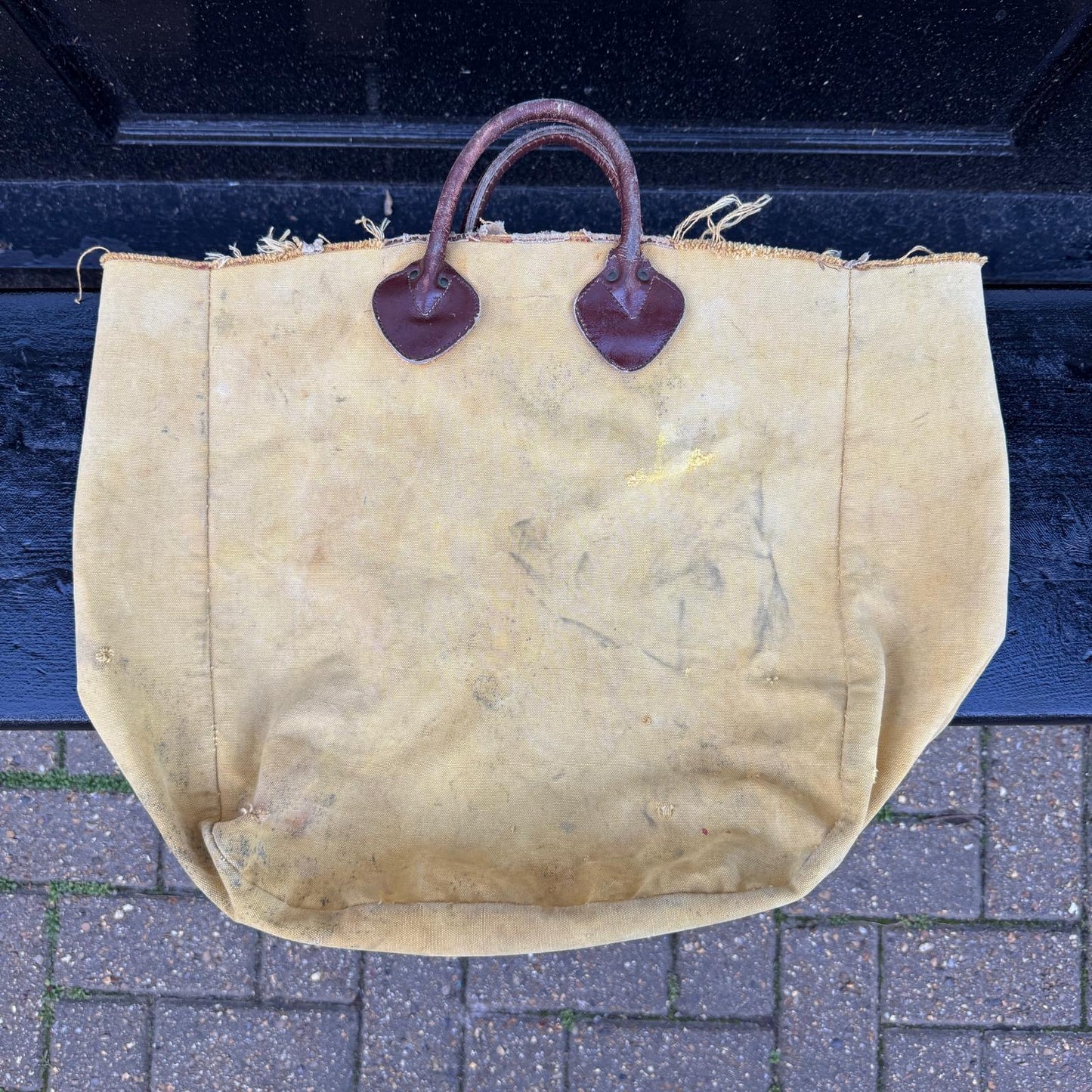1940s L.L.Bean Small Canvas Tote Bag with Brown Leather Handle