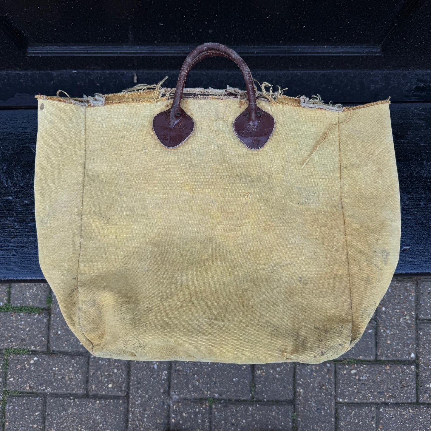 1940s L.L.Bean Small Canvas Tote Bag with Brown Leather Handle