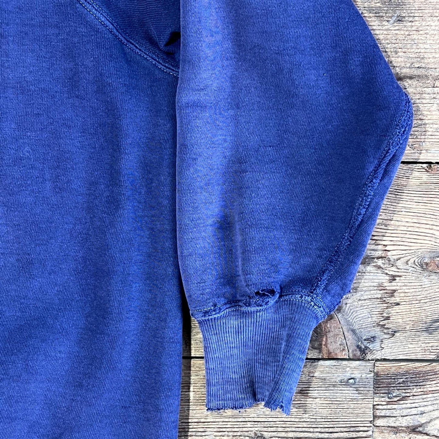 1950s ~ 1960s Pilgrim Faded & Distressed Navy Blue Waffle Thermal Lined Hoodie Sweatshirt